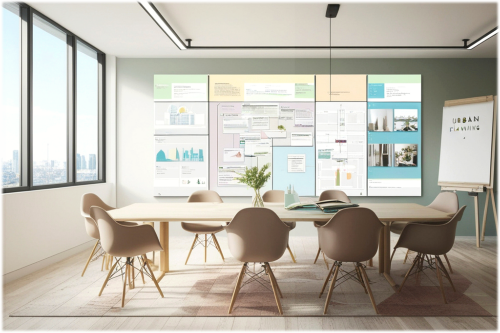 会議室で話し合う人々と職場の空気感